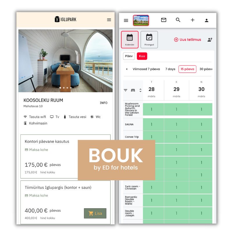 Online broneerimissüsteem ja haldus, BOUK by ED for hotels