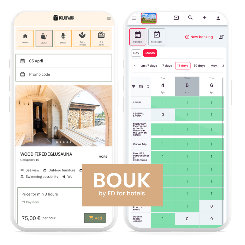 Multi-service booking system BOUK by ED for hotels